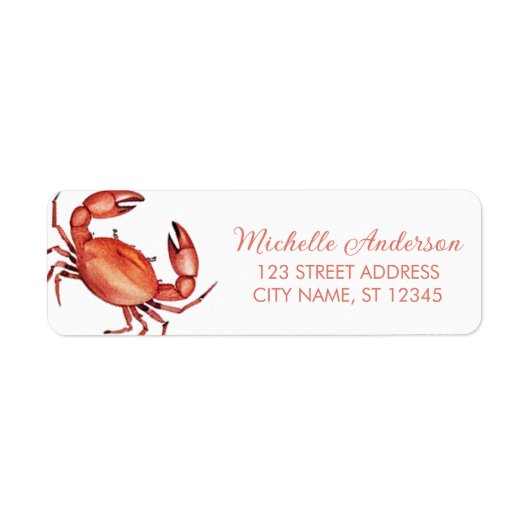 Trendy Red Crab Nautical Return Address Label (Voorkant)