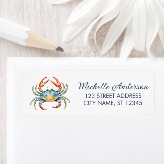 Trendy Red Crab Nautical Return Address Label (Insitu)