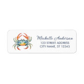 Trendy Red Crab Nautical Return Address Label (Voorkant)