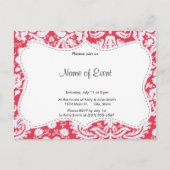 Trendy Red Damask Pattern Uitnodiging Briefkaart (Voorkant)