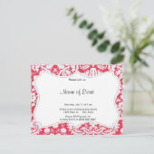 Trendy Red Damask Pattern Uitnodiging Briefkaart (Staand voorkant)