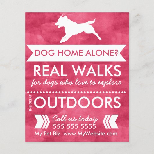 Trendy Red Dog Silhouette Dog Walker Flyer (Voorkant)