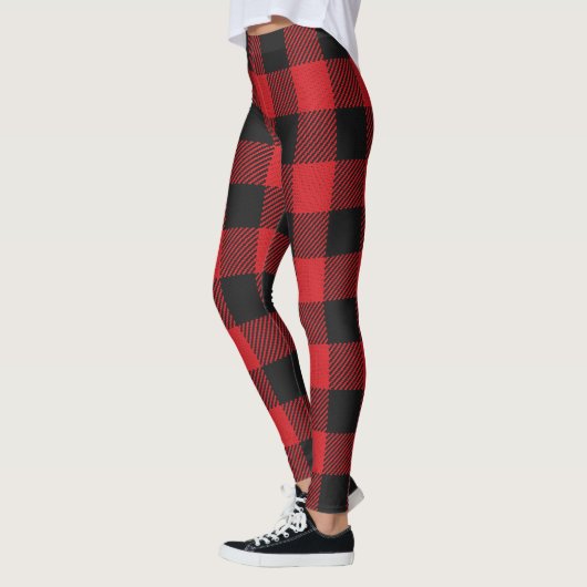 Trendy Red en Black Buffalo controleert Leggings (Links)