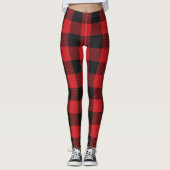 Trendy Red en Black Buffalo controleert Leggings (Voorkant)