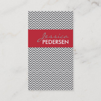 Trendy Red en Gray Chevron Visitekaartjes