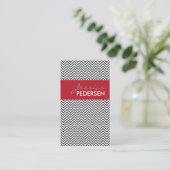 Trendy Red en Gray Chevron Visitekaartjes (Staand voorkant)