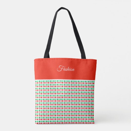 Trendy Red en Green Polka Dots Tote Bag (Achterkant)