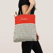 Trendy Red en Green Polka Dots Tote Bag (Dichtbij)