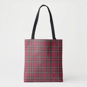 Trendy Red en Green Tartan Monogram Tote Bag