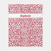 Trendy Red en White Leopard Print met naam Fleece Deken (Voorkant)
