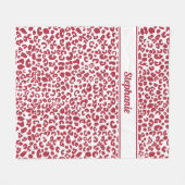 Trendy Red en White Leopard Print met naam Fleece Deken (Voorkant (Horizontaal))