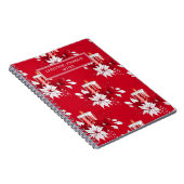 Trendy Red en White Poinsettia Flower Notitieboek (Rechterzijde)