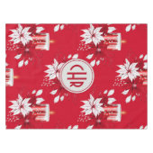 Trendy Red en White Poinsettia Flower Tafelkleed (Voorkant (Horizontaal))