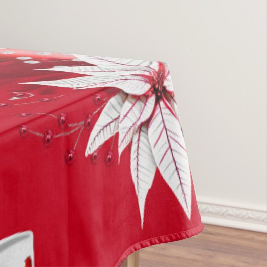 Trendy Red en White Poinsettia Flower Tafelkleed (Voorbeeld)
