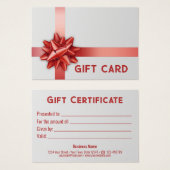 Trendy Red Gift Bow Satin Ribbon White-kaartje Visitekaartje (Voorkant /achterkant)