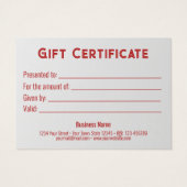 Trendy Red Gift Bow Satin Ribbon White-kaartje Visitekaartje (Achterkant)