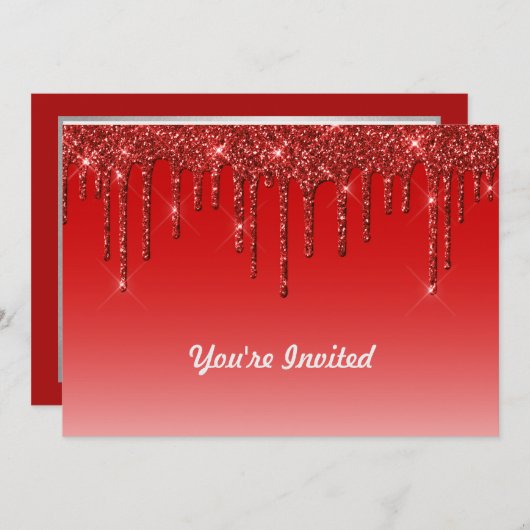 Trendy Red Glitter droogt op zaterdag Kaart (Voorkant / Achterkant)