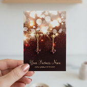 Trendy Red Glitter Sparkle Oorbel Kaarten Visitekaartjes