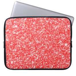 Trendy Red Glitter White Sparks Laptop Sleeve