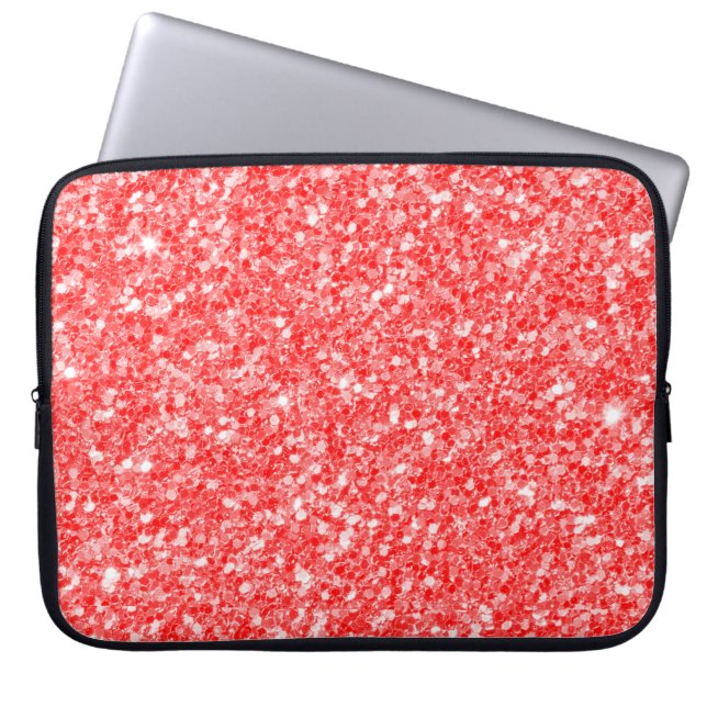Trendy Red Glitter White Sparks Laptop Sleeve (Voorkant)