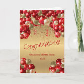Trendy Red Gold Balloon Gefeliciteerd Afstuderen Kaart (Voorkant)