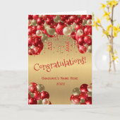 Trendy Red Gold Balloon Gefeliciteerd Afstuderen Kaart (Gele Bloem)