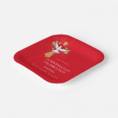 Trendy Red Gold Cross White Dove Bevestiging Papieren Bordje (Gebogen)