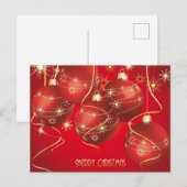 Trendy Red, Golden Christmas Ornaments Snowflakes Feestdagenkaart (Voorkant / Achterkant)