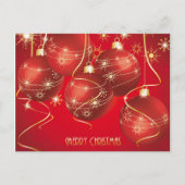Trendy Red, Golden Christmas Ornaments Snowflakes Feestdagenkaart (Voorkant)