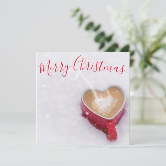 Trendy Red Good Morning Merry kerstflat Feestdagenkaart (Staand voorkant)