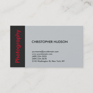 Trendy Red Gray Photography Visitekaartje