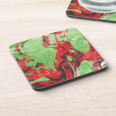 Trendy Red Green Abstracte moderne Sjabloon Bier Onderzetter (Linkerzijde)