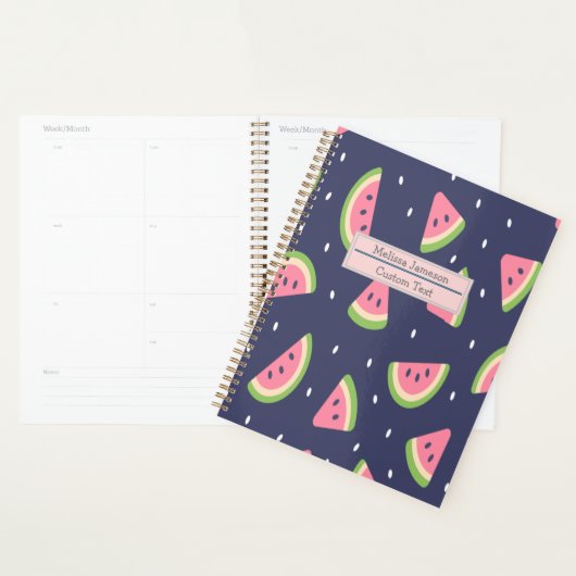 Trendy Red Green Pink Watermelon Pattern Planner (Display)