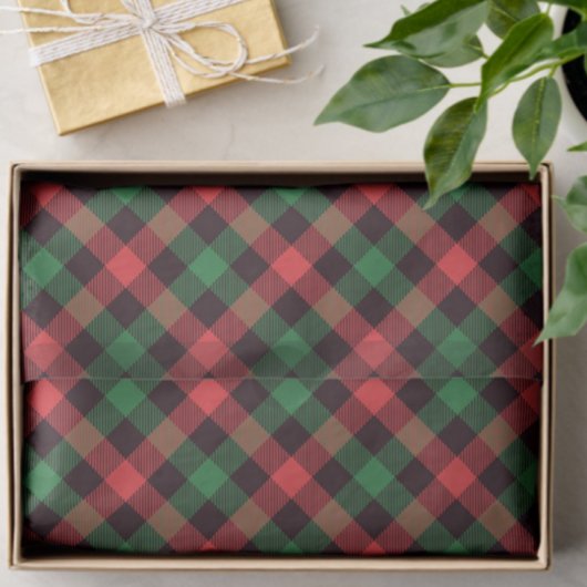 Trendy Red Green Plaid Tartan Tissue Paper Tissuepapier