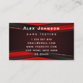 Trendy Red Joypad Heartbeat Gamer Tester Fun Visitekaartje (Achterkant)