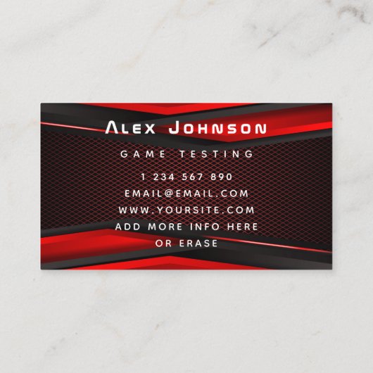 Trendy Red Joypad Heartbeat Gamer Tester Fun Visitekaartje (Achterkant)