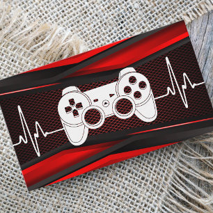Trendy Red Joypad Heartbeat Gamer Tester Fun Visitekaartje