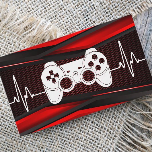 Trendy Red Joypad Heartbeat Gamer Tester Fun Visitekaartje