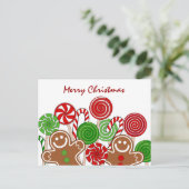 Trendy red Kerstgingerbreads Feestdagenkaart (Staand voorkant)