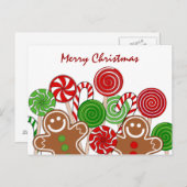 Trendy red Kerstgingerbreads Feestdagenkaart (Voorkant / Achterkant)