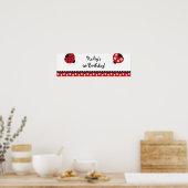 Trendy Red Ladybug Birthday Banner Sign Poster (Keuken)