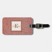 Trendy Red Marble Texture, Monogram-Personalized Bagagelabel (Voorkant horizontaal)