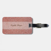 Trendy Red Marble Texture, Monogram-Personalized Bagagelabel (Achterkant horizontaal)