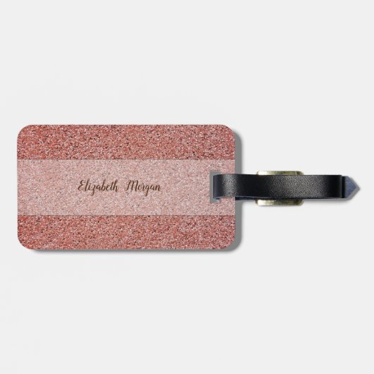 Trendy Red Marble Texture, Monogram-Personalized Bagagelabel (Achterkant horizontaal)