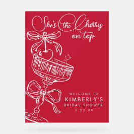 Trendy Red She's The Cherry On Top Bridal Shower Acryl Bord