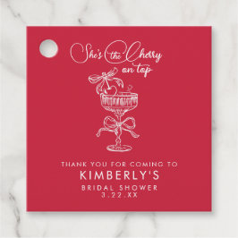 Trendy Red She's The Cherry On Top Bridal Shower Bedankjes Labels