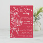 Trendy Red She's The Cherry On Top Bridal Shower Kaart (Staand voorkant)