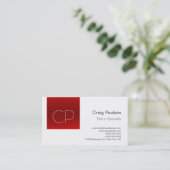 Trendy Red Stripe White Monogram Visitekaartje (Staand voorkant)