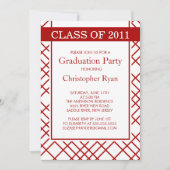 Trendy Red Stripes Afstuderen Invitation Kaart (Voorkant)