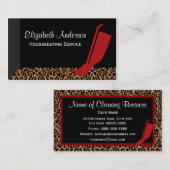 Trendy Red Vacuum Leopard Housekeeping Service Visitekaartje (Voorkant / Achterkant)